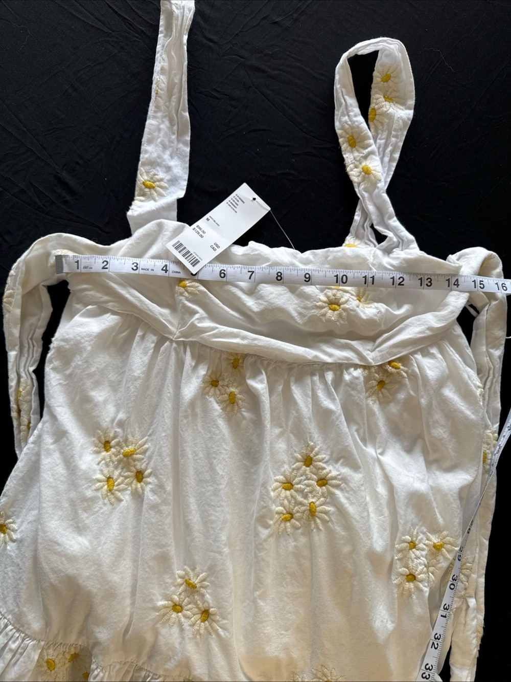 NWT Urban Outfitters Avril Embroidered Frock Mini Dress White Daisy Size M - Picture 6 of 7